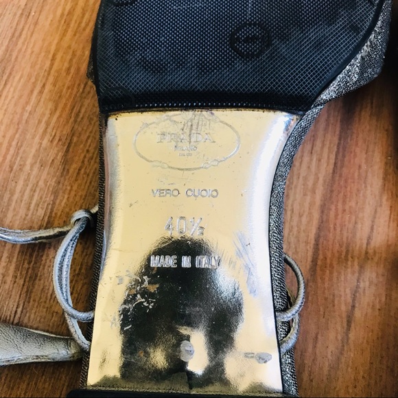 PRADA Metallic Silver Slingback Flat Sandals - Picture 8 of 8